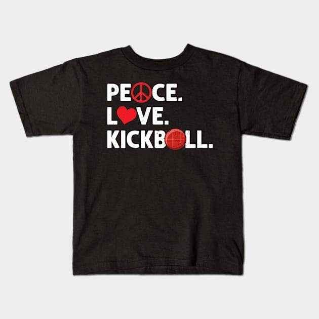 Peace Love Kickball Kickballer Kids T-Shirt by Peco-Designs